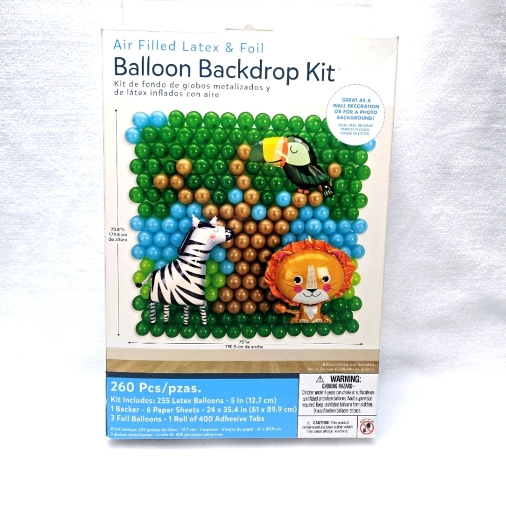 Amscan Air Filled Latex & Foil Safari Balloon Backdrop Kit For Party